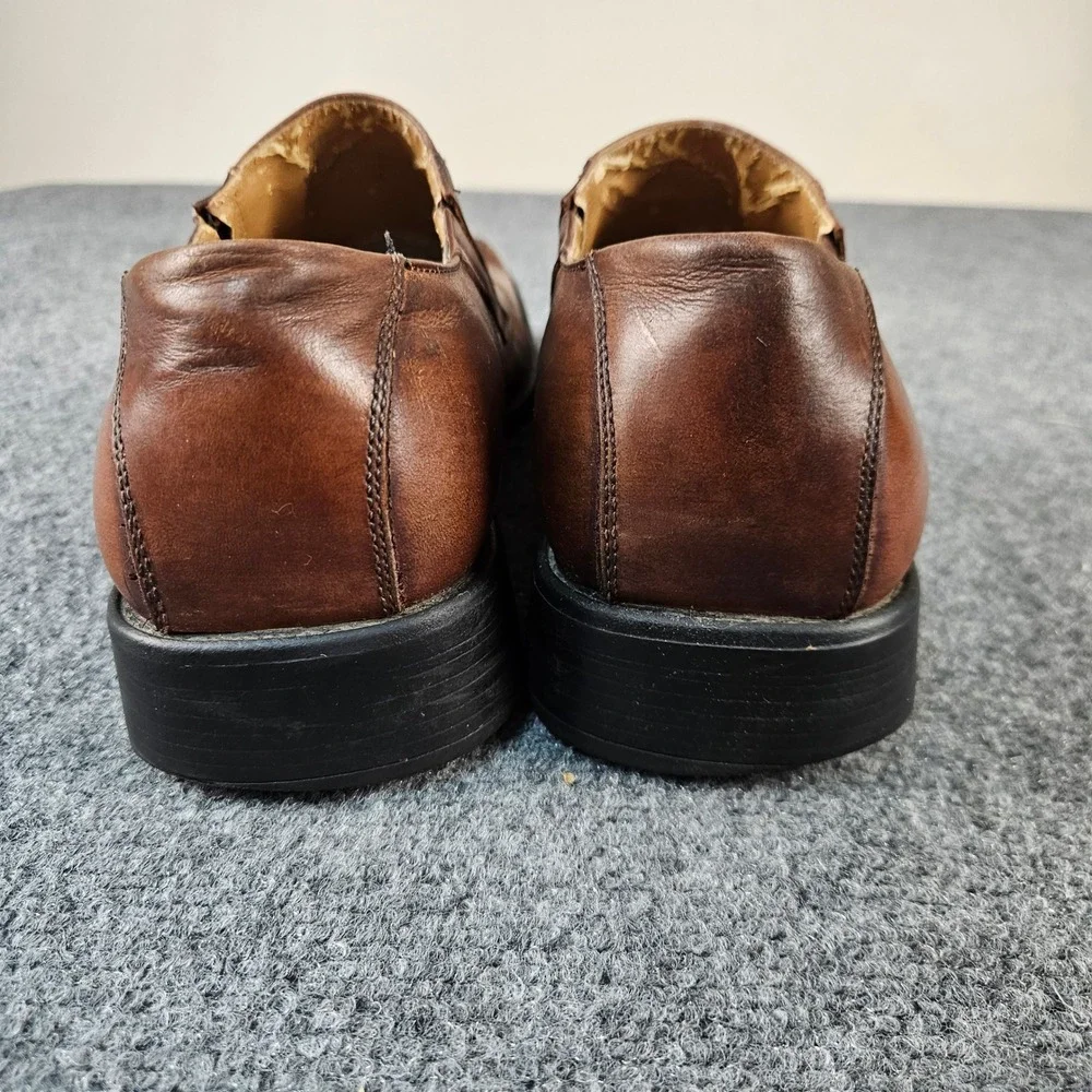 Steve Madden‎ Mens 11 Brown Leather Slip On Loafers Square Toe Dress Shoes